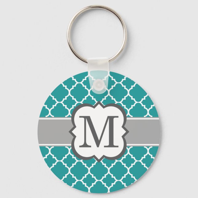 Porte-clés LETTRE MONOGRAMME BLEUE turquoise M QUATREFIL (Recto)