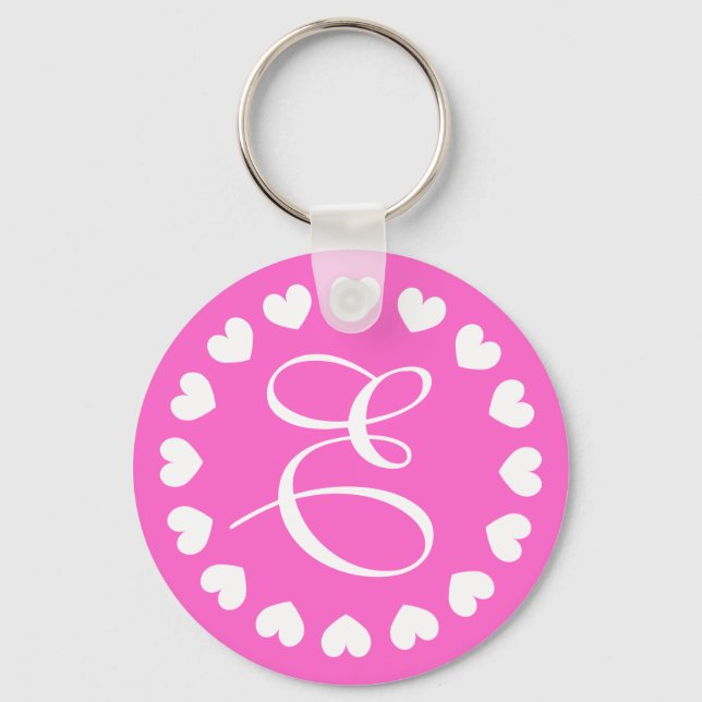 Porte-clés Lettre monogramme E porte - clé avec coeur d'amour (Recto)