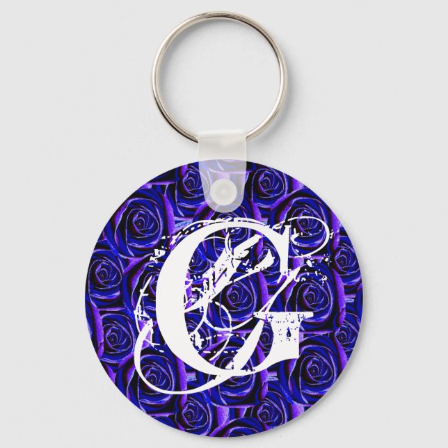 Porte-clés Lettre monogramme G Rose bleu Porte - clé (Recto)