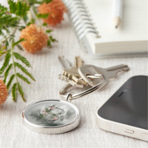 Lettre Monogramme moderne B Porte - clé - Tulipes 