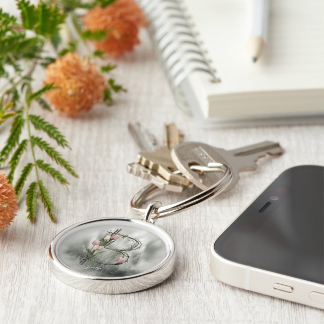 Porte-clés Lettre Monogramme moderne B Porte - clé - Tulipes  (Côté)