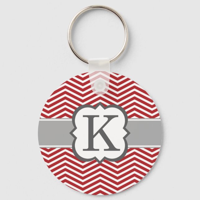 Porte-clés LETTRE MONOGRAPHIQUE BLANC ROUGE K Chevron (Recto)
