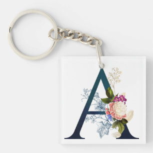 Porte-clés LETTRE MONOGRAPHIQUE Florale A