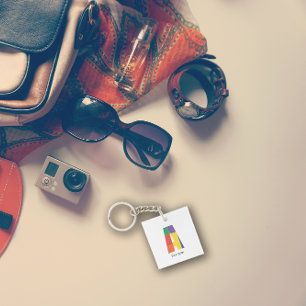 Porte-clés Lettre monographique minimaliste de couleur Un por