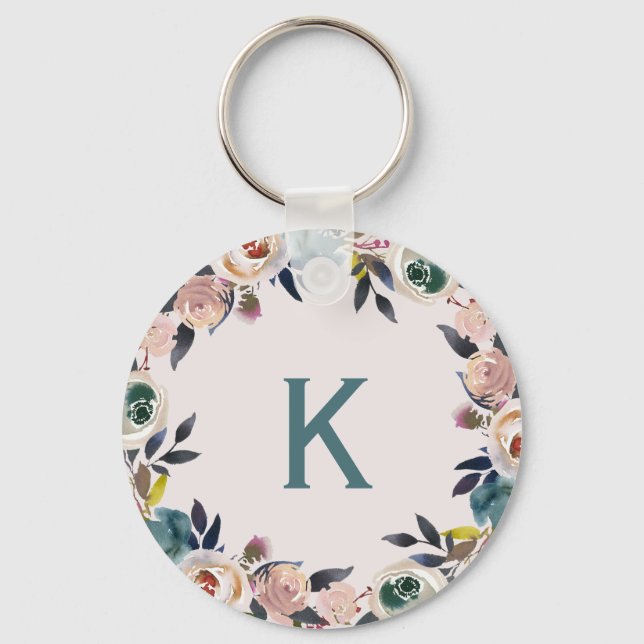 Porte-clés Lettre monographique personnalisée Floral Chic Lad (Recto)