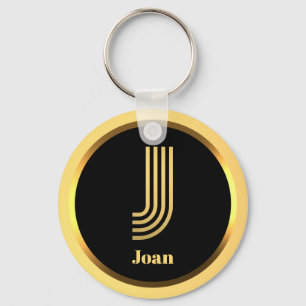 Porte-clés LETTRE MONOMOGRAPHIQUE J D'OR Personnalisée