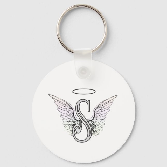 Porte-clés Lettre S Monogramme initial avec ailes angéliques  (Recto)