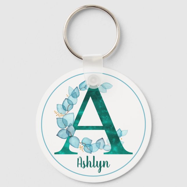 Porte-clés LETTRE Turquoise UNE GUERRE D'ÉCalyptus Bleu (Recto)