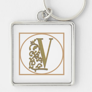 Porte-clés LETTRE V MONOGRAM Beau Mariage Nouveau Accueil Cad