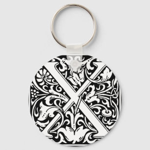 Porte-clés Lettre X Monogramme médiéval Art Nouveau