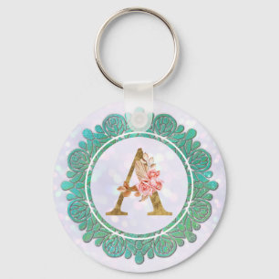 Porte-clés Lettres Initiales Monogramme Élégant avec Mandala