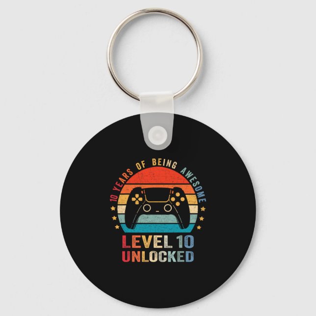 Porte-clés Level 10 Unlocked Shirt Funny Video Gamer 10th Bir (Recto)