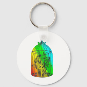 Porte-clés Lgbt Caged Heart Valentines Tattoo Rainbow Design