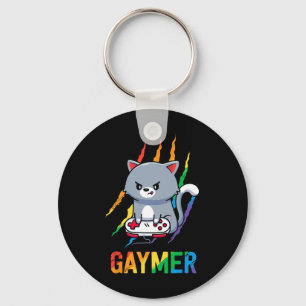 Porte-clés Lgbt Cat Pride Shirt Rainbow Vidéo Amateurs de jeu