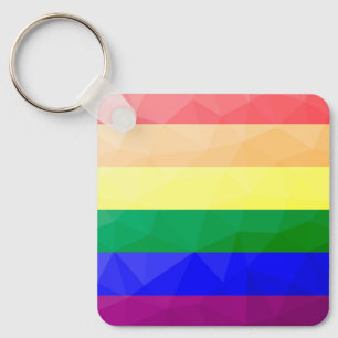 Porte-clés LGBT drapeau arc-en-ciel lignes motif de maillage 