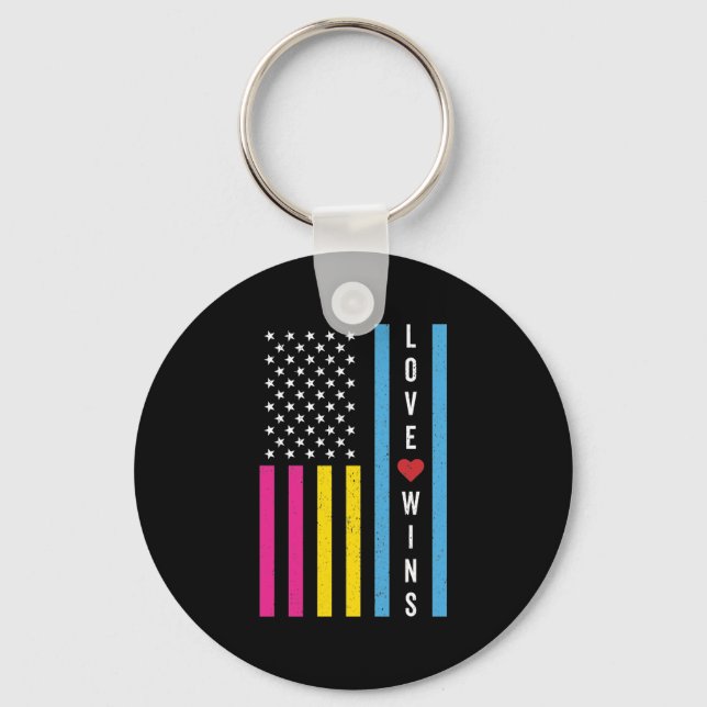 Porte-clés LGBTQ Pansexual Pride L'amour gagne le drapeau amé (Recto)