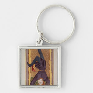 Porte-clés L'homme pendu, carte de tarot, française