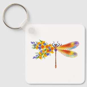 Porte-clés Libellule à Fleur Jaune