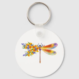 Porte-clés Libellule Fleur Jaune