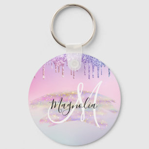 Porte-clés Licorne de Glam Rainbow Ombré Paillettes Rose Mono