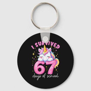 Porte-clés Licorne Drôle J'ai Survécu 67 Jours D'école Mème F
