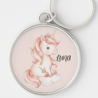Porte-clés Licorne Magique & Fleurs de Pêche