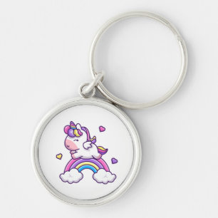 Porte-clés Licorne Mignonne Avec Dessin Animé Arc-en-Ciel