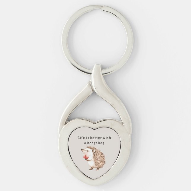 Porte-clés Life is better with a hedgehog hearts (Devant)