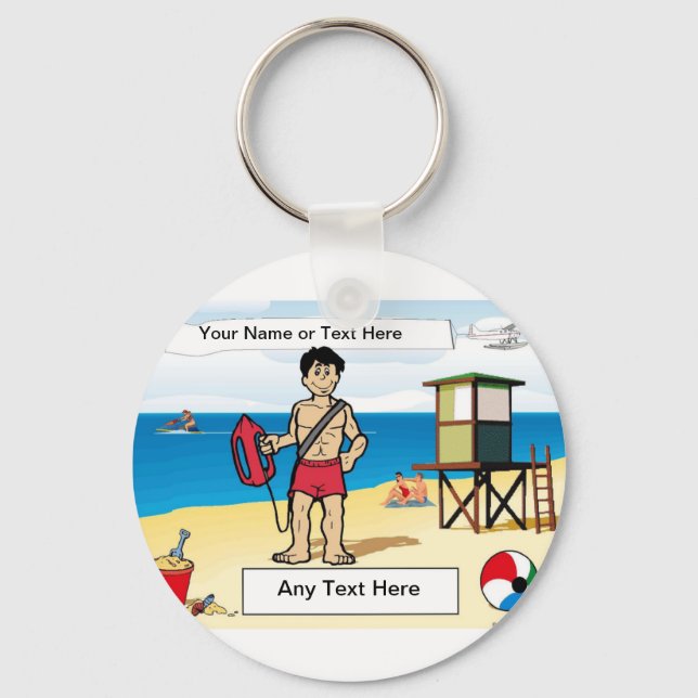 Porte-clés Lifeguard - Caricature masculine par PrintedPerfec (Recto)