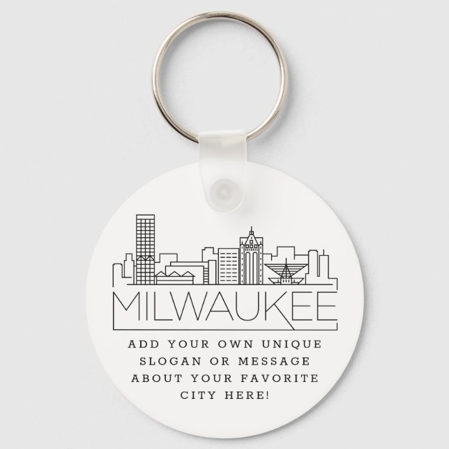 Porte-clés Ligne aérienne stylisée Milwaukee | Slogan personn (Recto)