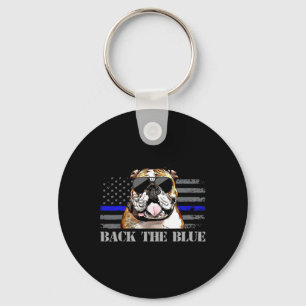 Porte-clés Ligne Bleue Mince Drapeau américain Police Chien