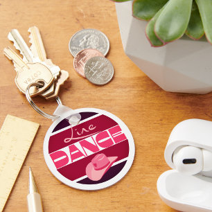 Porte-clés Ligne danse Love Cowboyhat rose