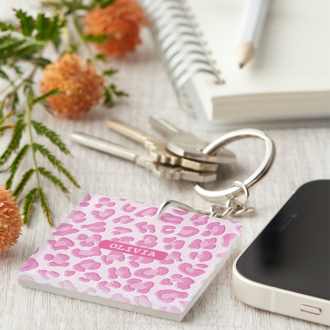 Porte-clés Ligne Leopard Preppy rose (Devant Droit)