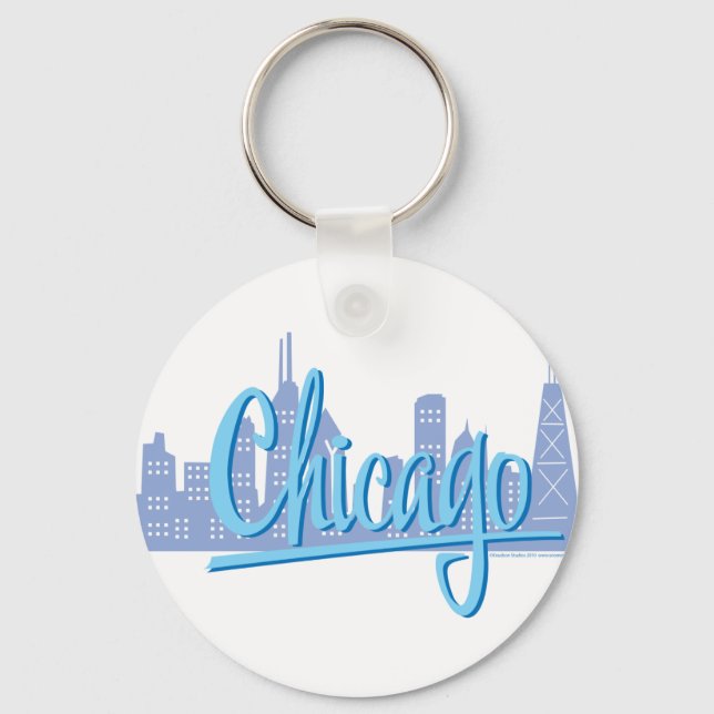 Porte-clés Ligne Skyline de Chicago Windy City (Recto)