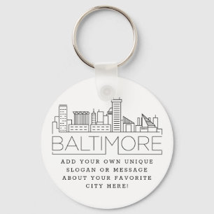 Porte-clés Ligne Skyline Stylisée Baltimore   Slogan personna