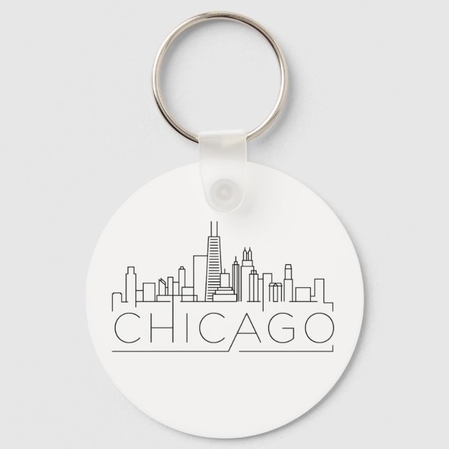 Porte-clés Ligne Skyline stylisée Chicago (Recto)