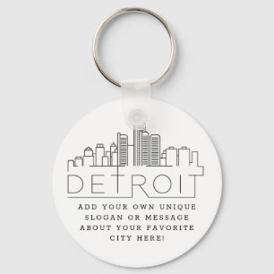 Porte-clés Ligne Skyline Stylisée Detroit, Michigan   Slogan 