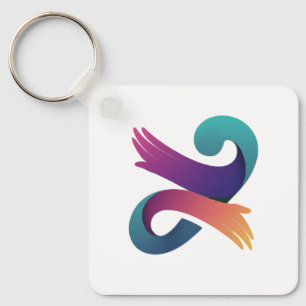 Porte-clés Lignes blanches de feuille verte et conception gra