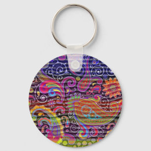 Porte-clés lignes ondulées paisley de couleur vive
