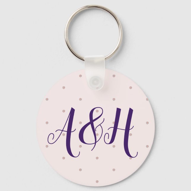 Porte-clés Lilac Rose Girl Nom moderne Monogramme Modèle (Recto)