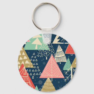 Porte-clés L'Illustration Festive Des Arbres De Noël.