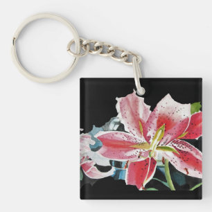 Porte-clés Lily Lillies Fleur d'aquarelle Ring de clé