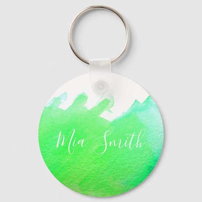 Porte-clés Lime Vert aquarelle mignonne fille nom cadeau (Recto)