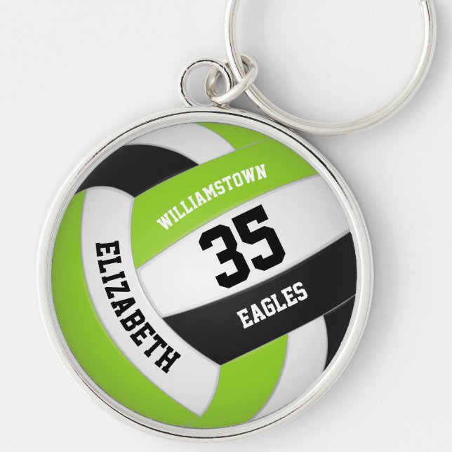 Porte-clés lime vert noir blanc nom de l'équipe volleyball (Devant)