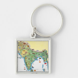 Porte-clés L'Inde, carte avec la représentation