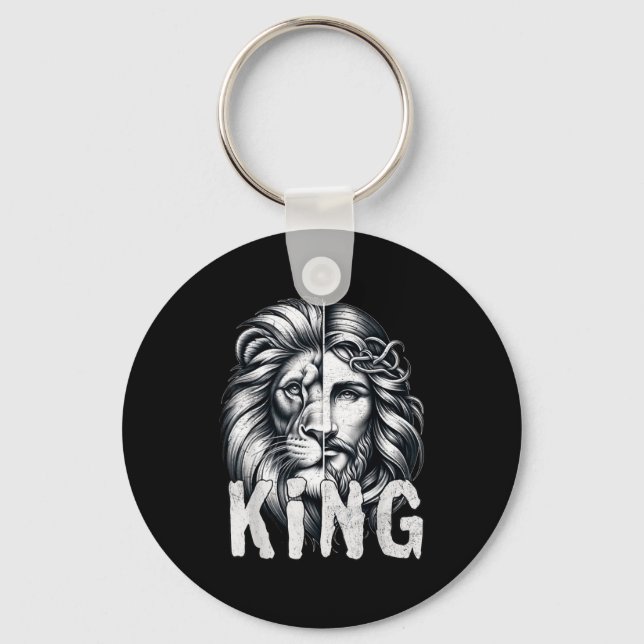 Porte-clés Lion And Jesus King Christian Faith Design  (Recto)