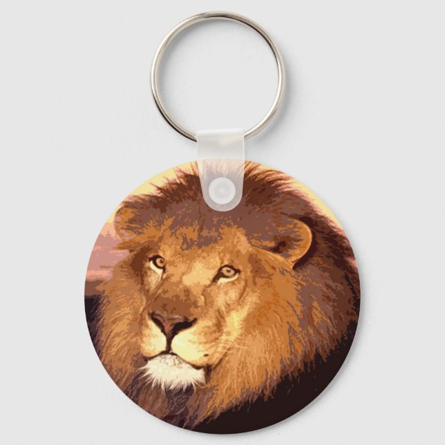 Porte-clés Lion Artwork Round Porte - clé (Recto)