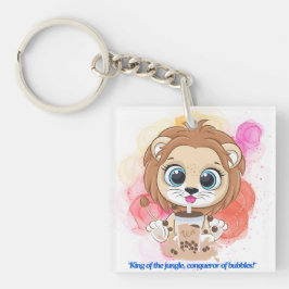 Porte-clés Lion citation dessin animé boire du thé bobba.