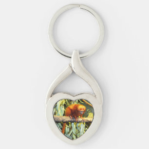 Porte-clés Lion d'or Tamarin observant, Clavier métallique
