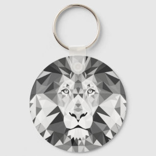 Porte-clés Lion géométrique argenté